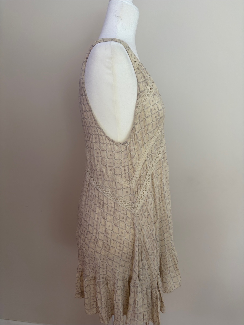 Free People Beige Crochet V-Neck Swing Dress - Picture 8 of 10
